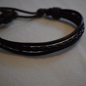 Genuine Leather Braided Pull Closure Bracelet, Unbranded